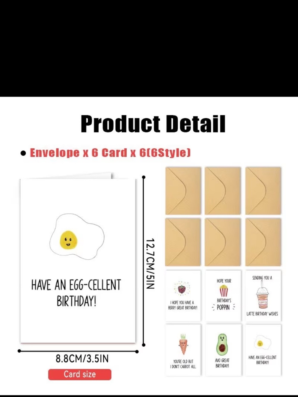 6 Pack Funny Food Pun Birthday Cards with Envelopes NEW - Picture 3 of 7